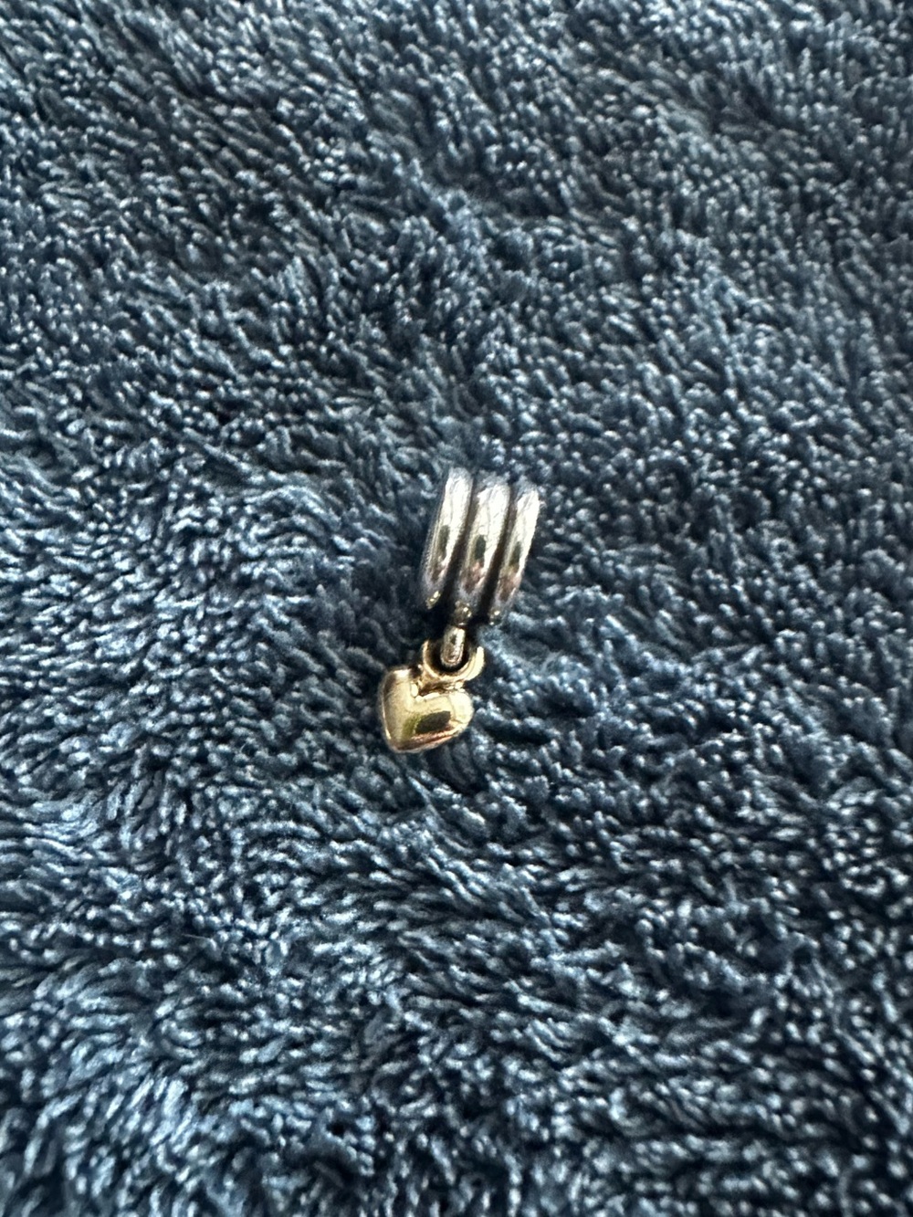 Pandora Two-Tone Heart Dangle Charm in Silver and Gold